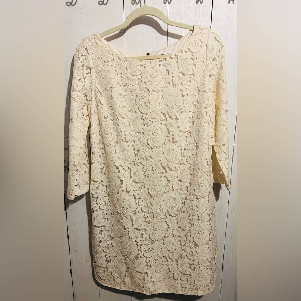 Vince Camuto Cream Lace Long Sleeve Dress